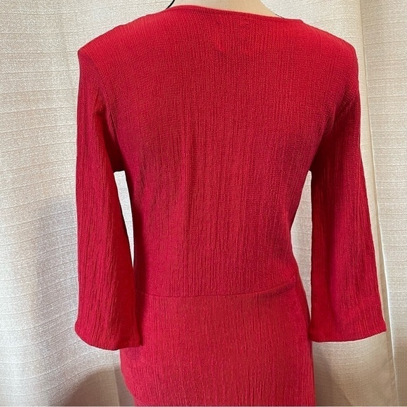 ZARA Women's Red Crochet Knotted Bib Maxi Dress 3/4 Sleeve Sz S - Picture 9 of 10